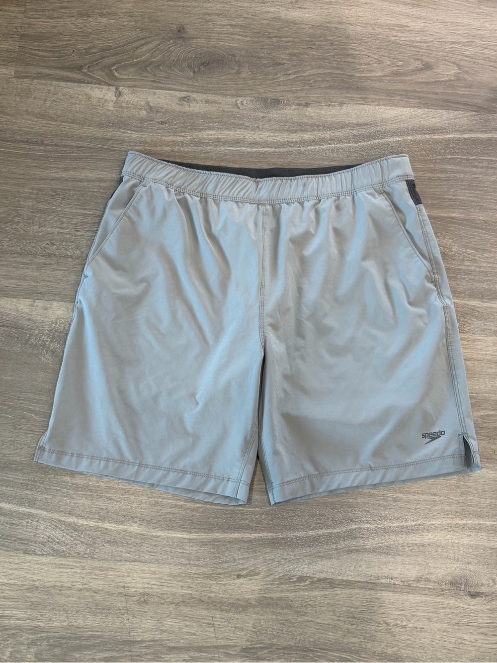Speedo Men’s Gray Elastic Waist Board Shorts Swim Trunks Large